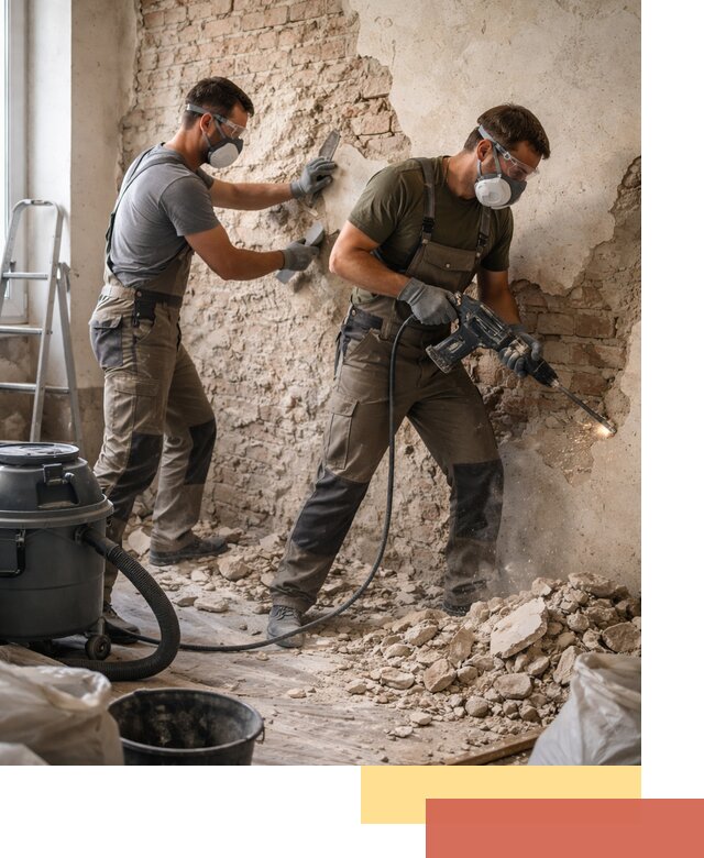 Демонтаж штукатурки со стен в Одинцово быстро и аккуратно