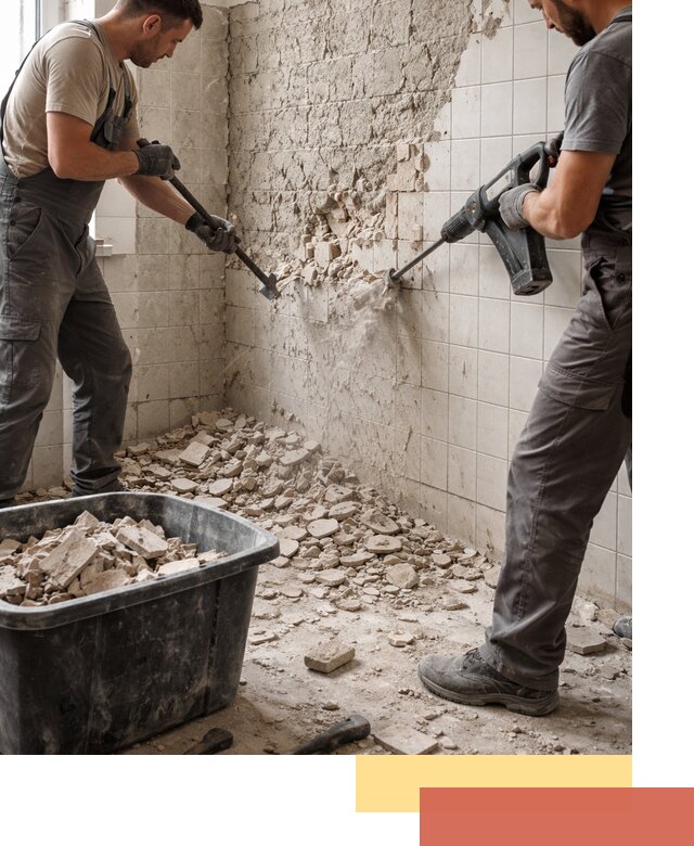 Демонтаж плитки со стен в Одинцово быстро и аккуратно