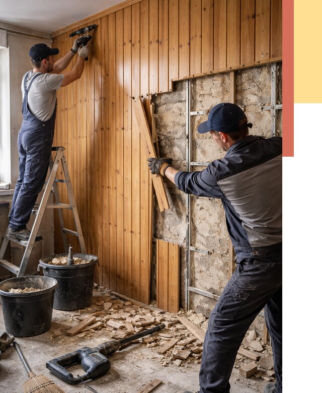 Демонтаж вагонки со стен в Одинцово от 1502 руб. — снятие, удаление, срочно | ОТДЕЛОЧНИК-Днц