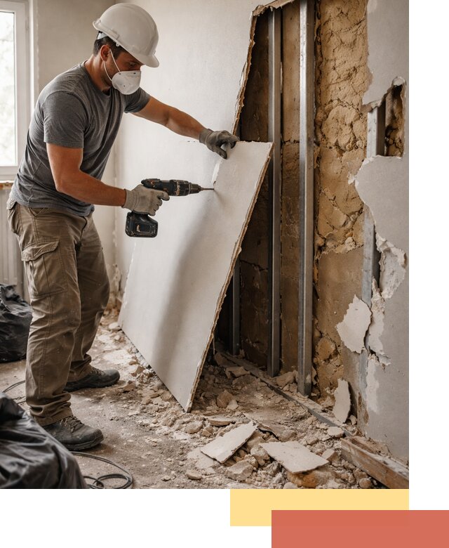 Демонтаж гипсокартона со стен в Одинцово качественно и быстро