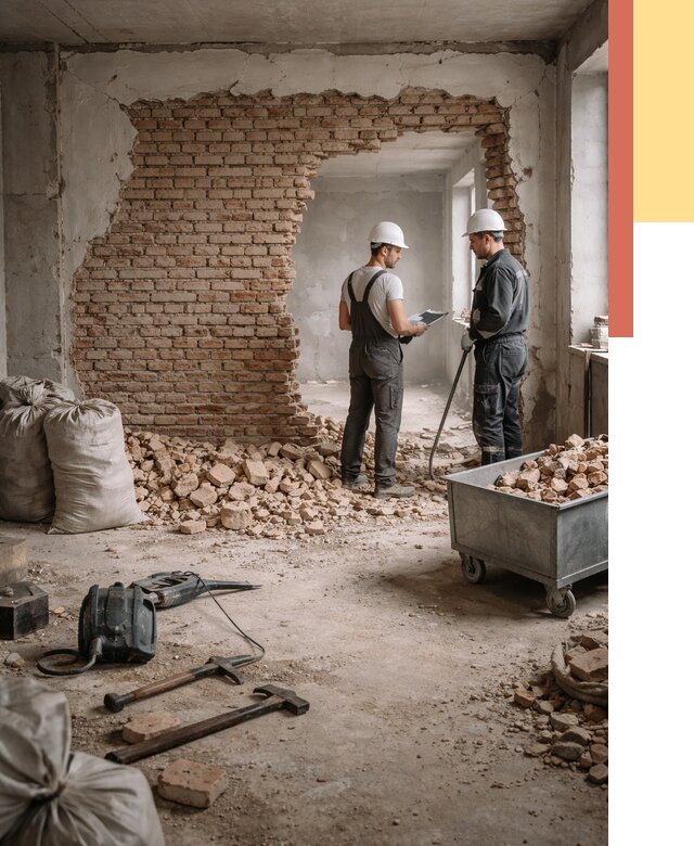 Демонтаж кирпичных стен в Одинцово от 4350 руб. — быстро, недорого, под ключ | ОТДЕЛОЧНИК-Днц