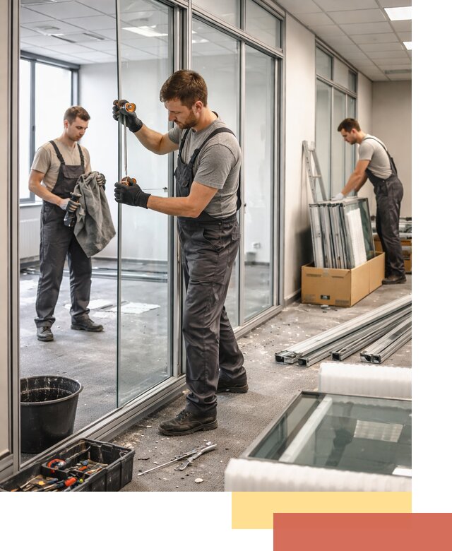 Демонтаж стеклянных перегородок в Одинцово быстро и безопасно