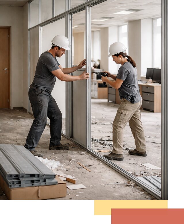 Демонтаж алюминиевых перегородок в Одинцово быстро и аккуратно