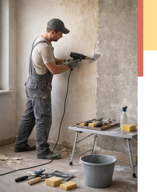 Очистка стен от клея в Одинцово от 1916 руб. — снятие и удаление клея со стен | ОТДЕЛОЧНИК-Днц