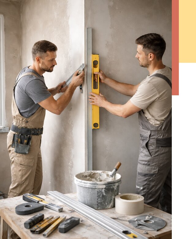 Выведение углов стен в Одинцово от 1916 руб. быстро и недорого | ОТДЕЛОЧНИК-Днц