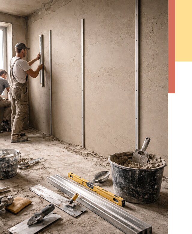 Штукатурка стен по маякам в Одинцово от 5696 руб./м² — выравнивание под ключ | ОТДЕЛОЧНИК-Днц