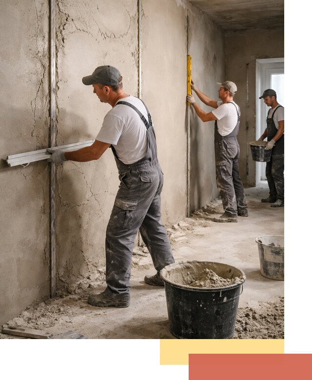 Штукатурка стен по маякам в Одинцово — точная и ровная поверхность