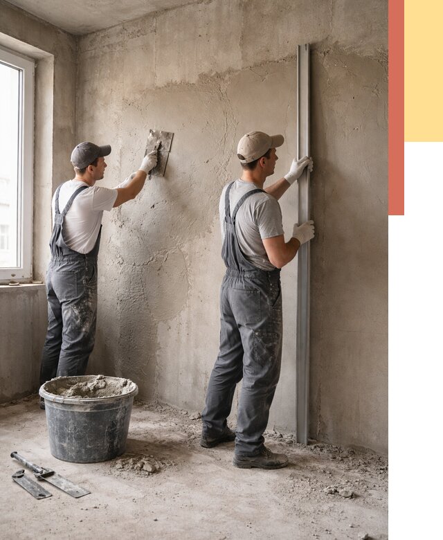 Штукатурка бетонных стен в Одинцово от 4660 руб/м² — качественно и быстро | ОТДЕЛОЧНИК-Днц