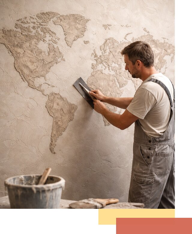 Декоративная штукатурка «Карта мира» под ключ в Одинцово