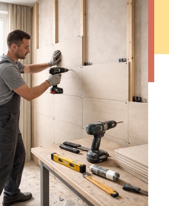 Монтаж МДФ панелей на стены в Одинцово от 1295 руб. под ключ | ОТДЕЛОЧНИК-Днц