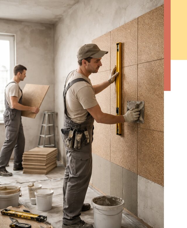 Монтаж пробковых панелей на стены в Одинцово от 3625 руб. — ОТДЕЛОЧНИК-Днц