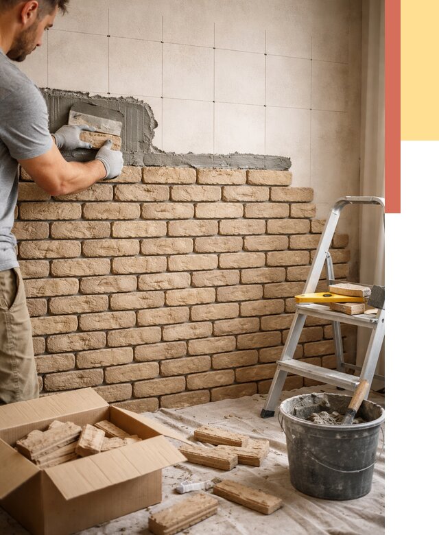 Монтаж декоративного кирпича в Одинцово от 3314 руб./м² — быстро и недорого | ОТДЕЛОЧНИК-Днц