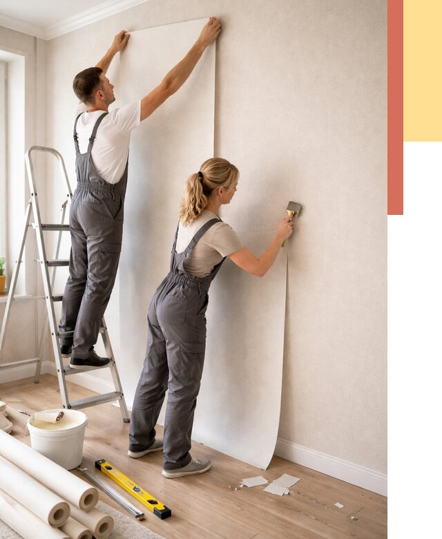 Поклейка флизелиновых обоев в Одинцово от 6214 руб. | Быстро и недорого — ОТДЕЛОЧНИК-Днц