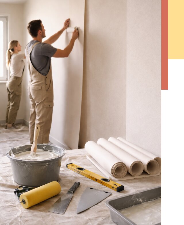 Поклейка бумажных обоев в Одинцово от 5696 руб./м2 — быстро и недорого | ОТДЕЛОЧНИК-Днц