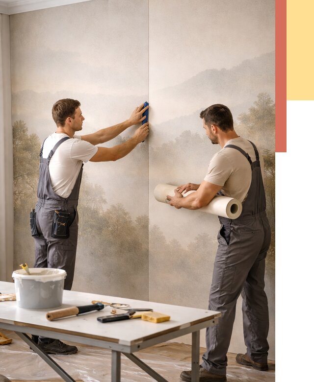 Поклейка фотообоев в Одинцово от 8803 руб/м² — быстро и недорого | ОТДЕЛОЧНИК-Днц