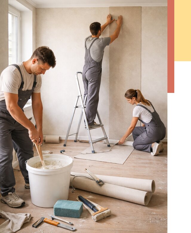 Оклейка стен обоями в Одинцово от 3625 руб/м2 — быстро и недорого | ОТДЕЛОЧНИК-Днц