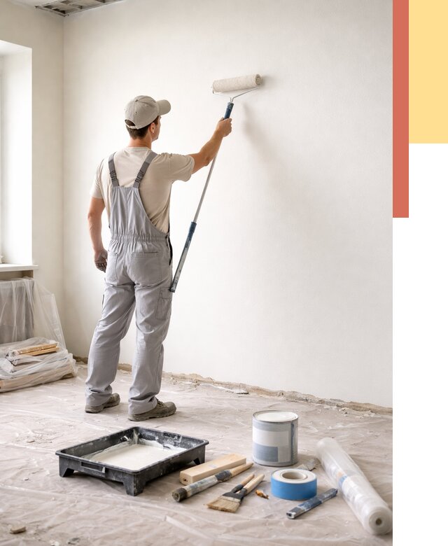 Покраска стен водоэмульсионной краской в Одинцово от 466 руб. за м² | ОТДЕЛОЧНИК-Днц