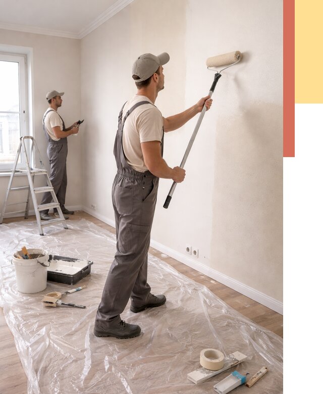 Покраска стен акриловой краской в Одинцово от 3625 руб./м² — быстро и недорого | ОТДЕЛОЧНИК-Днц