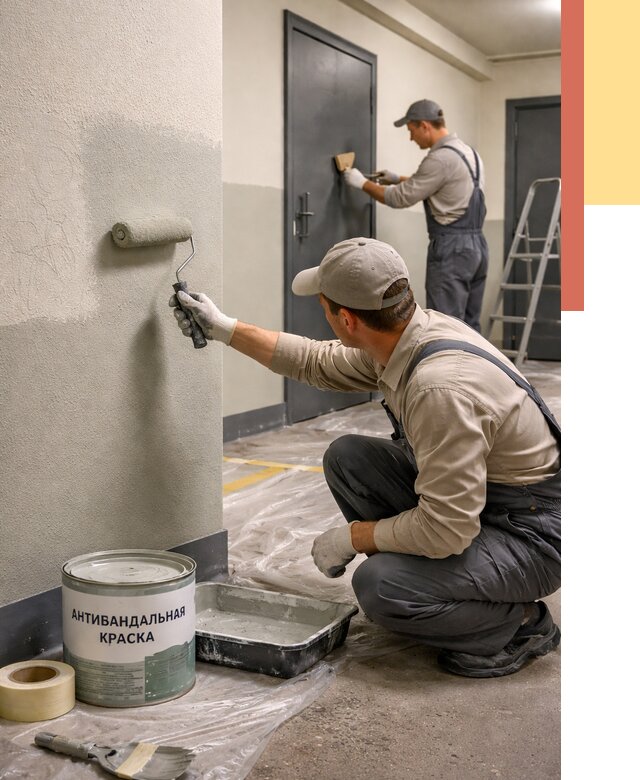 Покраска стен антивандальной краской в Одинцово от 4660 руб./м² под ключ | ОТДЕЛОЧНИК-Днц