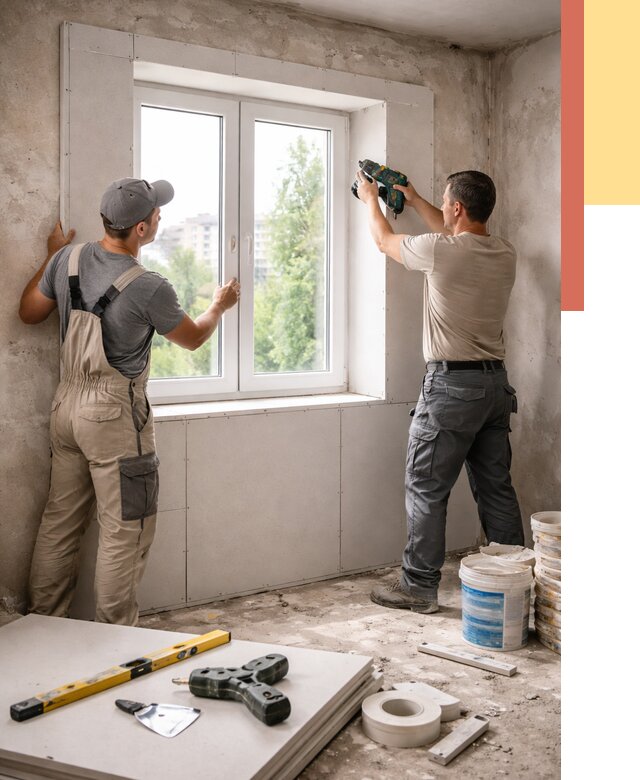 Монтаж откосов из гипсокартона в Одинцово от 4660 руб. под ключ | ОТДЕЛОЧНИК-Днц