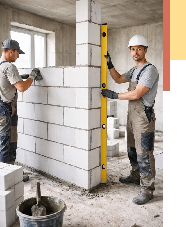 Кладка перегородок из пеноблока в Одинцово от 1864 руб. под ключ | ОТДЕЛОЧНИК-Днц