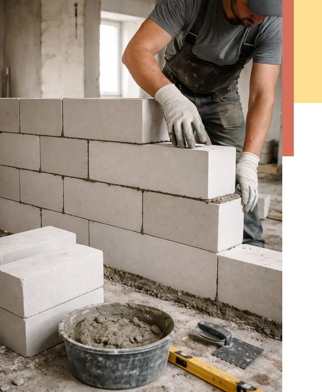 Кладка перегородок из силикатного блока в Одинцово от 4142 руб. под ключ | ОТДЕЛОЧНИК-Днц