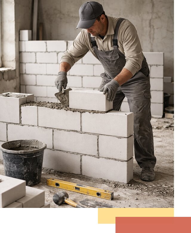 Кладка перегородок из силикатного блока в Одинцово