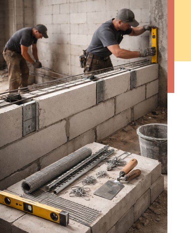 Армирование кладки перегородок в Одинцово от 777 руб. под ключ | ОТДЕЛОЧНИК-Днц
