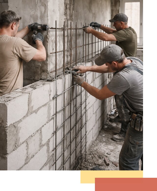 Армирование кладки перегородок в Одинцово профессионально и надёжно