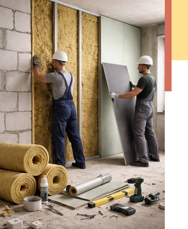 Шумоизоляция перегородок из блоков в Одинцово от 1916 руб./м² — быстро и недорого | ОТДЕЛОЧНИК-Днц