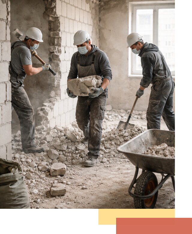 Демонтаж блочных перегородок в Одинцово быстро и аккуратно