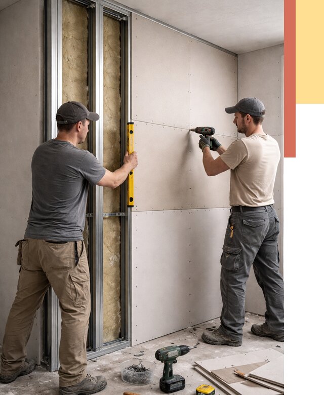 Монтаж двухслойной перегородки из гипсокартона в Одинцово от 1502 руб. | ОТДЕЛОЧНИК-Днц