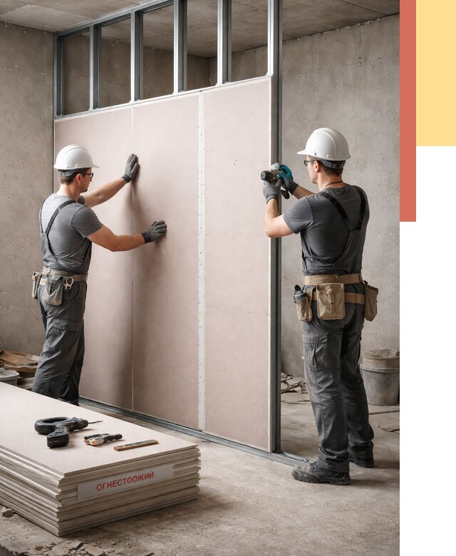 Перегородка из огнестойкого гипсокартона в Одинцово от 1916 руб. под ключ | ОТДЕЛОЧНИК-Днц