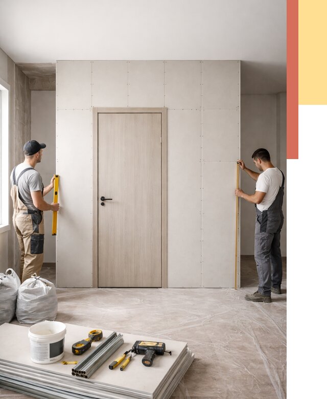 Перегородка из гипсокартона с дверью в Одинцово от 4660 руб. под ключ | ОТДЕЛОЧНИК-Днц