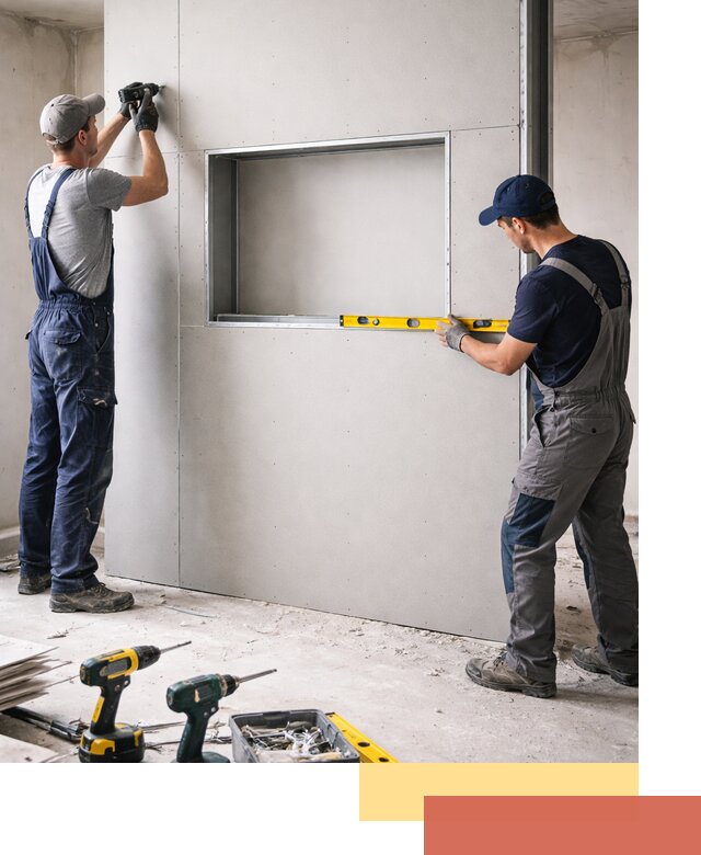 Перегородка из гипсокартона с нишей под декор в Одинцово