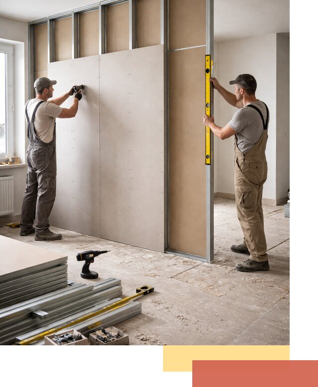 Зонирующая перегородка из гипсокартона под ключ в Одинцово