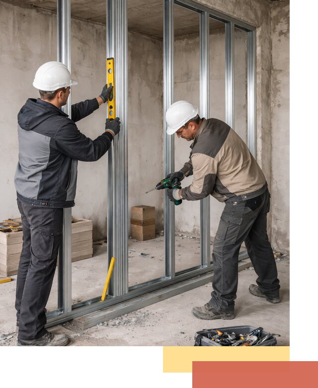 Монтаж каркаса перегородки из профиля в Одинцово