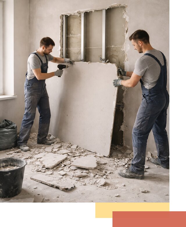 Демонтаж перегородки из гипсокартона в Одинцово быстрый и аккуратный