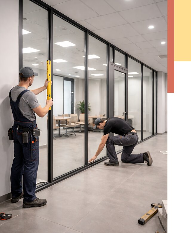 Каркасные стеклянные перегородки в Одинцово под ключ от 9528 руб. | ОТДЕЛОЧНИК-Днц