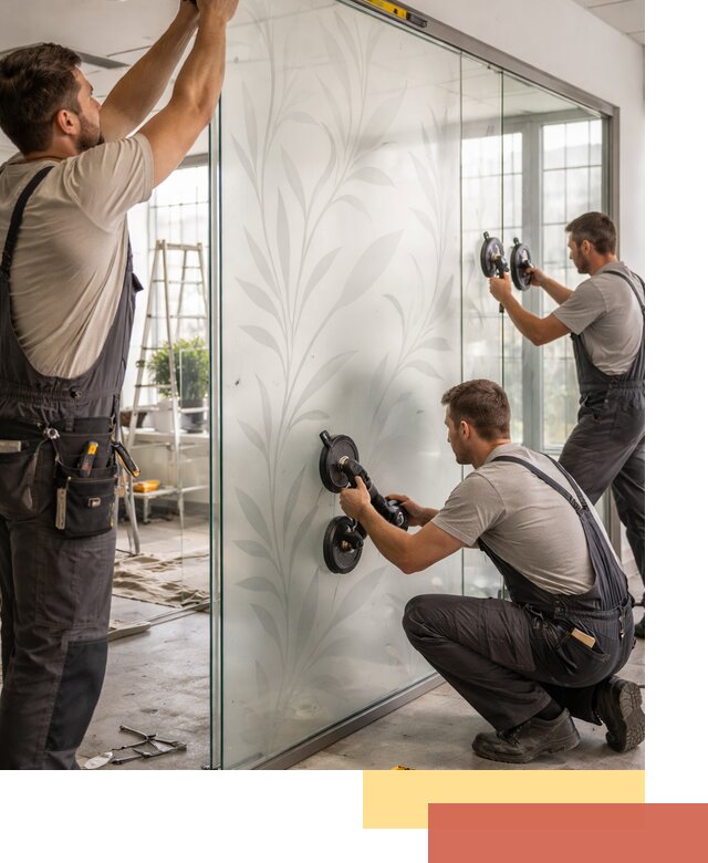 Стеклянные перегородки с рисунком на заказ в Одинцово