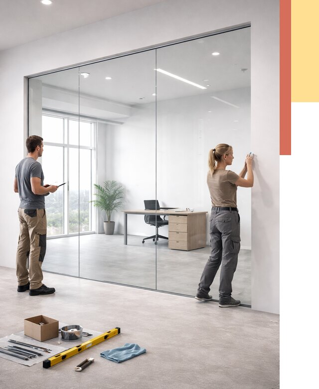 Перегородки из закаленного стекла в Одинцово от 9838 руб. под ключ | ОТДЕЛОЧНИК-Днц