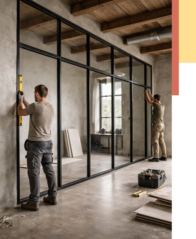 Стеклянные перегородки лофт в Одинцово от 10874 руб. под ключ | ОТДЕЛОЧНИК-Днц