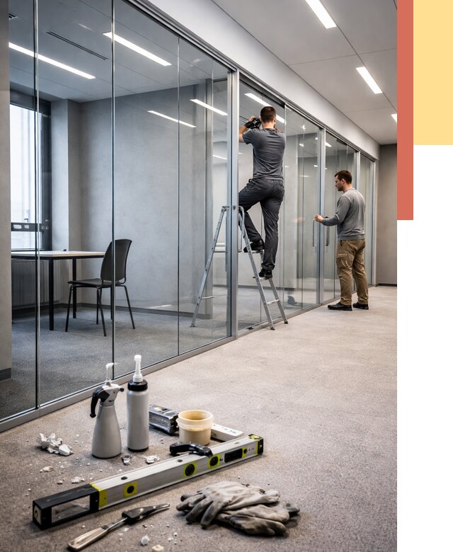 Стеклянные офисные перегородки в Одинцово от 8803 руб. — монтаж и установка | ОТДЕЛОЧНИК-Днц