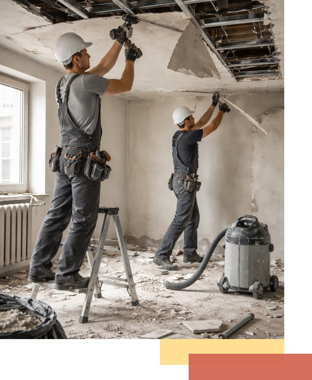 Демонтаж гипсокартонного потолка в Одинцово быстро и аккуратно