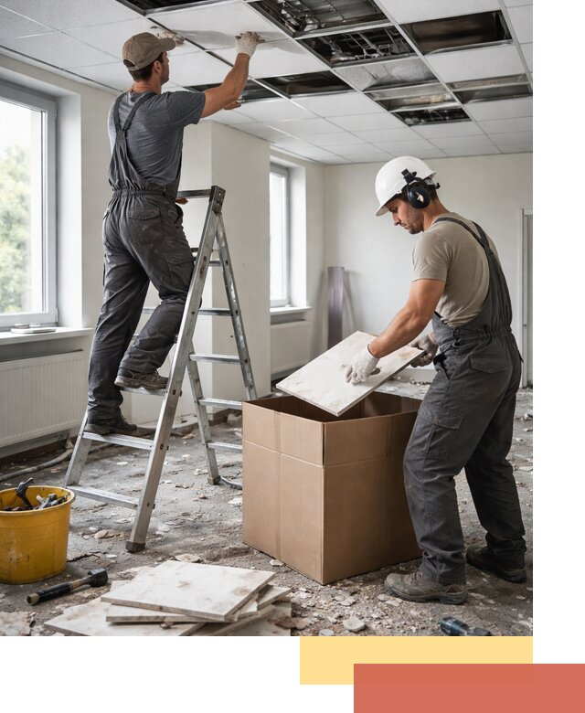 Демонтаж потолочной плитки в Одинцово быстро и аккуратно