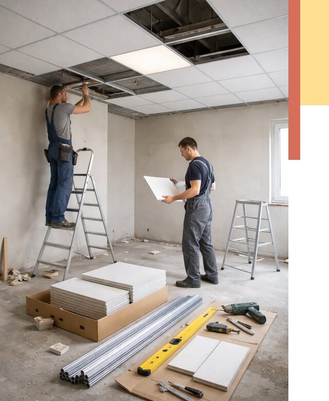 Монтаж потолка армстронг в Одинцово от 4660 руб/м2 — быстрая установка под ключ | ОТДЕЛОЧНИК-Днц