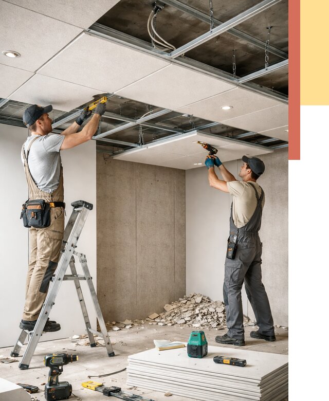 Монтаж акустического потолка в Одинцово от 6731 руб/м2 — быстро и недорого | ОТДЕЛОЧНИК-Днц