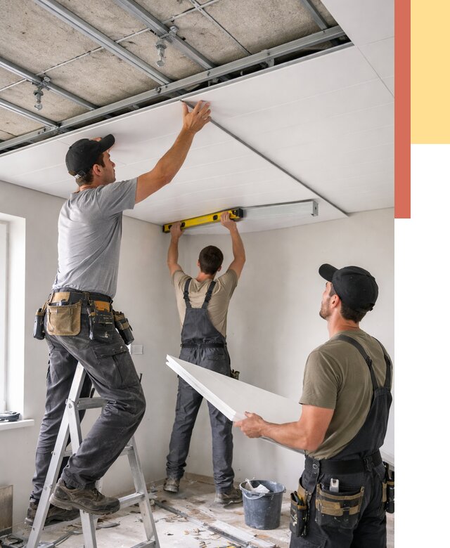 Монтаж потолка из ПВХ панелей в Одинцово от 3625 руб./м2 — быстро и недорого | ОТДЕЛОЧНИК-Днц