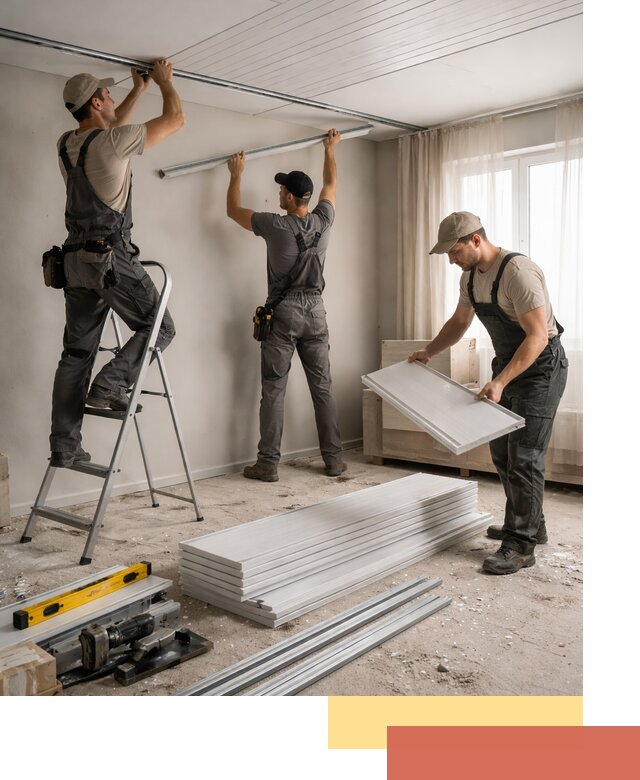 Монтаж потолка из ПВХ панелей в Одинцово оперативно и качественно