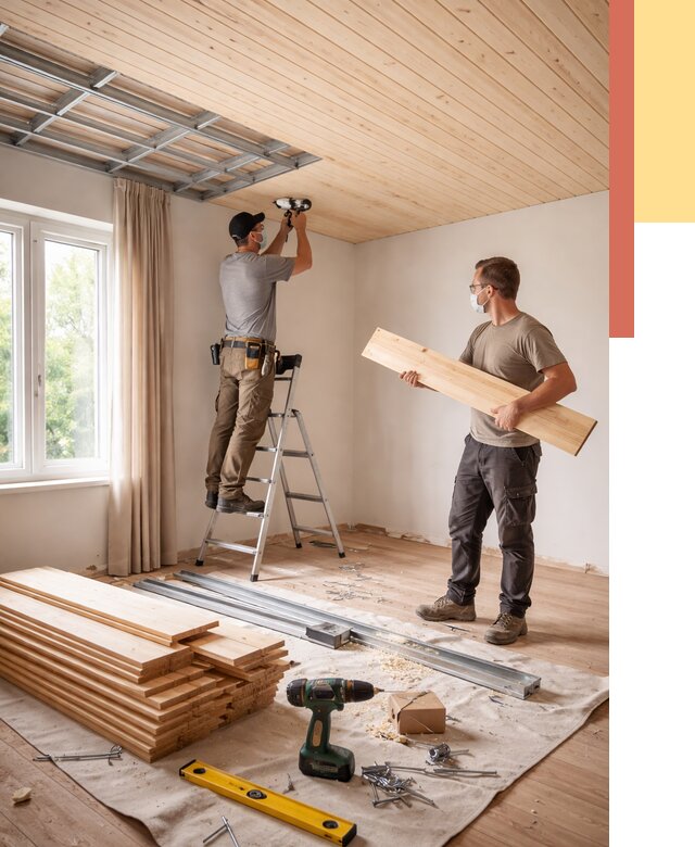 Монтаж потолка из вагонки в Одинцово от 6731 руб. | Быстро и недорого — ОТДЕЛОЧНИК-Днц